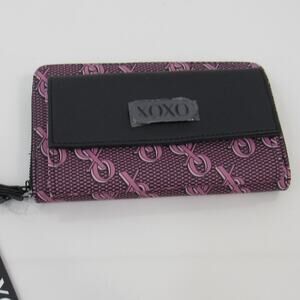NWT XOXO Wristlet Wallet Black Purple Pink Phone Holder Card Holder